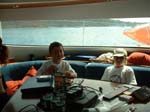 Playing gameboy in cabin