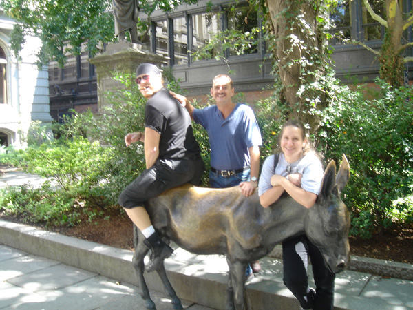On the donkey