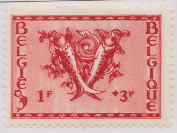 0B356 1943 1fr + 3fr V Red